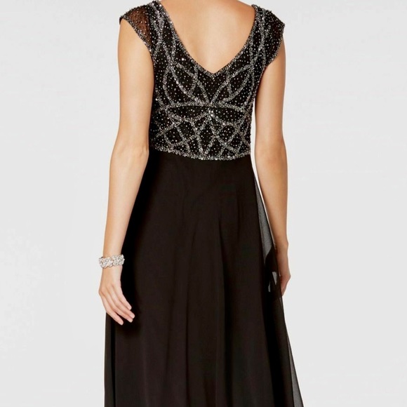 J Kara Womens Black V-Neck Cap-Sleeve Embellished A-Line Gown. Brand new - Picture 7 of 7